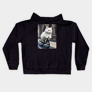 Cat on a Bicycle Kids Hoodie